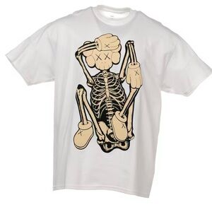 Kaws white skeleton t shirt size large new with tags